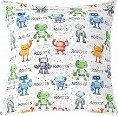 Cartoon Robots Kids Throw Pillow Cover,Geometric Dots Abstract Modern Double Sides Pillow Case,Watercolor Robot Electronic Cute Fashion Bed Couch Sofa Cushion Cover,Single Pack 16