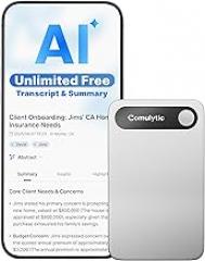 Comulytic Note Pro AI Voice Recorder, Unlimited Transcribe & Summarize, One Tap Recording Device with AI Note Taking, Support 113 Languages, 64GB, Audio Recorder for Calls, Meetings, Lectures, Silver
