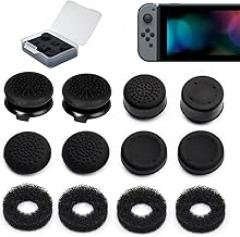 FPS Thumb Grips Set for Nintendo Switch/OLED/Lite,for Nintendo Switch Joystick Caps,Silicone Analog Stick Caps for Switch,Assist Motion Rings,Thumb Grip Caps (Black&Black)