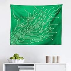 Ambesonne Engineering Theme Tapestry, Abstract Digital Mechanic Futuristic Complex Electronic Computer Chip, Fabric Wall Hanging Decor for Bedroom Living Room Dorm, 28