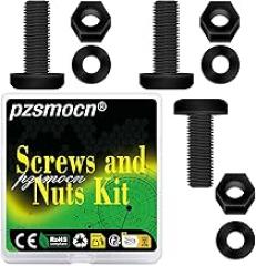 150 Pieces/50 Sets M6*20 mm Plastic Black Nylon Cross Round Head Screw Hexagonal Nut Combination Kit, with Insulating Washers, Standard Size, for DIY and Electronic Assembly.