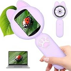 Mafiti Microscope for Kids Mini Pocket Handheld Kids Microscope Educational Science Kit Toys Xmas/Birthday Gifts for Aged 3-12 Girls Boys,Purple