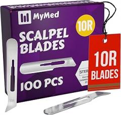 10r Blades Dermaplaning 0.7mm Extra Wide Pack of 100 Surgical Blades 10r, Size 10r Scalpel Blades, High Carbon Steel Dermablade Dermaplane Blades 10r Individually Wrapped Disposable 10r Blade Sterile