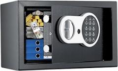 0.5 Cuft Steel Security Safe, Lock Box with Electronic Keypad & Emergency Keys, Anti-Theft Home Safe Box for Cash, Documents, Handguns, Jewelry, Black