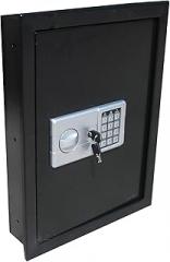 Digital Electronic Flat Recessed Wall Hidden Safe Security Box Jewelry Gun Cash (Black)
