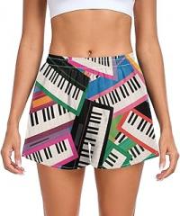 Color Cartoon Electronic Keyboard Instrument Womens Athletic Shorts Elastic Waisted Girls Swim Shorts for Biking Lounging Jogging Beach ropa para DAMA L
