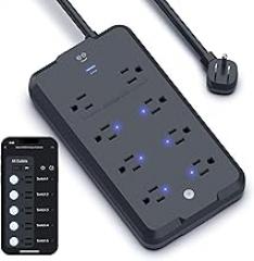 Geeni Surge Ultra Smart 8-Outlet Surge Protector – 6 Smart Outlets, 2 Always-On Outlets, 6 ft Cord, WiFi & Voice Control with Alexa/Google, 1200 Joules Protection, No Hub, Black