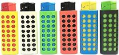 Assorted Refillable Electronic Regular Flame Lighter W/Silicone Sleeve, 4ct, 1274SLEEVE-4