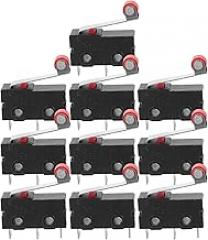 10 Pcs Micro Limit Switch with Roller Lever Arm Spdt Snap Action Compact Travel Switch for Industrial Control and DIY Electronics