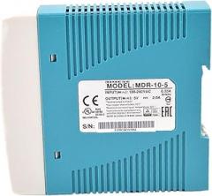 MDR-10-5 10W AC-DC Power Supply with 5V 2A Output, Universal 85-264VAC Input, for Industrial Automation and Electronic Device Applications