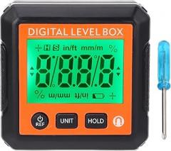 Digital Level Box with Magnet Electronic Angle Inclinometer Protractor for Wood Processing Automobile Repair Magnetic ABS Digital Level Box Versatile Accurate Measurement Tool (Orange)