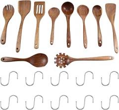 Aboiled 10-Piece Teak Wooden Cooking Utensil Set - Scratch-Free & Comfortable Grip for Non-Stick Cookware