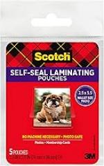 Scotch Self-Sealing Laminating Pouches, Glossy Finish, Wallet Photo Size 2 1/2 in x 3 1/2 in, 5 Pouches