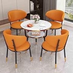 Kitchen Dining Table Set for 4, Reception Table and Chair Combination, Office Reception Room Club Table, Round Small Coffee Table and Chair Set, Save Space