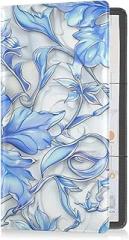 Blue and White Flowers Car Registration and Insurance Card Holder Leather Registration Vehicle Glove Box Organizer for Documents Driver License Cards Decor