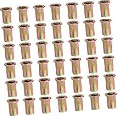 100pcs Flat Head Rivet Nut Insert Kit Knurled Threaded Fasteners for Furniture Machinery Electronics Zinc Plated Hardware for Thin Connections Smooth Flush Finish