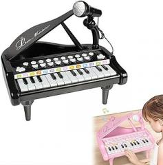 Kids Piano Toy with Microphone, Electronic Keyboard Piano for Toddlers Age 3-6, 24 Keys Musical Toy with Recording, LED Lights, Multiple Sounds & Demo Songs, Best Educational Gift for Boys Girls