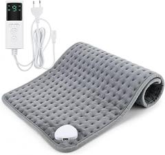 Electric Heated Throw Full Body Blanket, 12*24‘’ Ultra Soft Cozy Fast Heating Blanket with 9 Heating Levels & 4 Time Settings & 0.5-2 Hours Auto Off & Overheat Protection,Machine Washable (Grey)