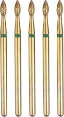 HARFINGTON 5pcs 100-120 Grits Diamond Grinding Bit 2.3mm Oval Head 2.35mm Shank 5.3mm Length Titanium Plated Stone Sanding Drill Bits Rotary Tool for Nails Grinding Polishing