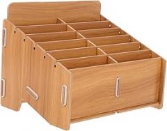 Storage Case with Compartments Desktop Organizer Box for Electronic Notes and Sundries Walnut Wood Storage Rack for Office Bedroom Living and Bathroom Use