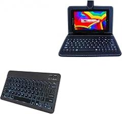 BoxWave Keyboard Compatible with Linsay F-7XHDBK (7 in) - SlimKeys Bluetooth Keyboard - with Backlight, Portable Slim LED 7 Colors - Jet Black