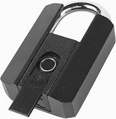Smart Lock, Fingerprint Padlock w 2 Keys, Waterproof Fingerprint Lock, APP Keyless, Biometric Electronic Lock with USB Rechargeable, Bluetooth Compatible for Door, Locker, Warehouses, Black