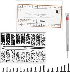 500 Pcs Micro Glasses Screws Repair Kit, Black Screw Assortment Kit with Screwdriver and Tweezers, Laptop Screw, Small Replacement Screws for Eyeglasses, Watches, Electronics (Black)