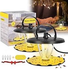 Protecker Flea Traps for Inside Your Home 2 Pack,Flea Treatment for House,Flea Killer Pest Traps for House Indoor,Reusable Flea Trap with Light Refills and Sticky Pads,Sticky Electronic Flea Trap