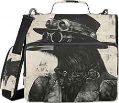 Zipper Binder Raven Gothic Retro - 1.5” D-Rings, Shoulder Strap, 500 Sheet Capacity, Multiple Pockets & Storage Organizer, Compatible with 13” Laptop Tablet