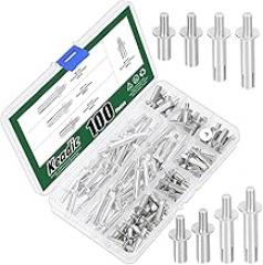 Keadic 100Pcs M6.4 Countersunk Aluminum Core Rivets with Round Head Assortment Set,15/20/25/30mm Knock Drive Expansion Solid Rivets for Home Electronic Equipment