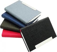 Fashionable Embossed Business Card Holder, PU Exquisite Business Card Box, Business Stainless Steel Business Card Holder-Blue