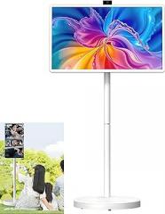 Portable Smart Tv, Full Hd Smart Portable Tv, 360° Rotation, 1080P, Multi-Angle Adjustment, with Wheels, Suitable for Meetings and Live Streaming 21.5in8+128G