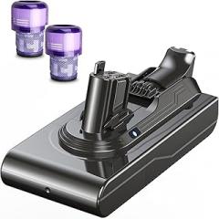 Morpilot 25.2V 7000mAh Upgrade Replacement Battery for V11, Compatible with V11 V15 SV15 SV16 SV22 970425-01 Vacuum Cleaner, Includes 2 Filters(Only Available for Click-in Style)