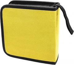 Car CD Case, 40 Capacity DVD Disc Storage Binder Wallet, Portable Hard Plastic CD Organizer, Zipper Protective CD Case Holder for Home, Car, Travel, Office (Yellow)