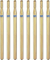 HARFINGTON 8pcs 120-140 Grits Diamond Grinding Bit 1.8mm Cylindrical Ball Head 2.35mm Shank 5mm Length Titanium Plated Stone Sanding Drill Bits Rotary Tool for Nails Grinding Polishing
