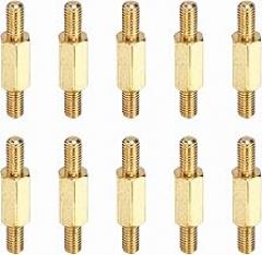 MECCANIXITY 10 Pcs Double Ended Copper Stud Nut, M3x6+9+6mm Male to Male Double End Threaded Stud for Hex Head Double End Studs Rods Right Left Hand Thread Screws