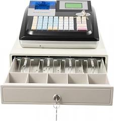 Electronic Cash Register, 48 Keys Commercial Electronic Cash Register with LED Display and Thermal Print Head, Tabletop Cash Register Drawer Receipt Printer Cash Register for Supermarket Retailer