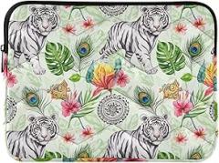 Quilted Laptop Sleeve Portable Electronic Device Cover Wild Tiger Tropic Portable Protective Case