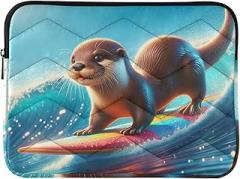 Cute Otter Surfing Laptop Cases 15.6 Inch Sleeves for Laptop Portable Electronic Device Cover
