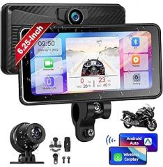 2024 Upgrade Motorcycle GPS Wireless Carplay/Android Auto Waterproof Car Stereo,6.25