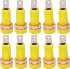 10PCS 4mm Banana Jack Socket Female, Connector Panel for Electronic Instrument (Yellow)