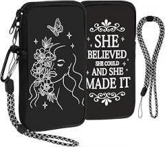 Phone Sock Women, Neoprene Pouch She Believed She Could, Universal Phones Bag for Smartphone, Compact Phone Sleeve Case Glasses Bag for Travel, Shock Absorbing Pouch up to 7