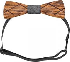 Milisten Wooden Bow Tie for Men Groom Adjustable Handmade Gray Striped Wood Bowtie Wedding Party Tuxedo Accessory