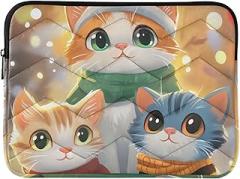 Laptop Sleeve Quilted Portable Electronic Device Cover Cute Cats Christmas Lights Portable Protective Case