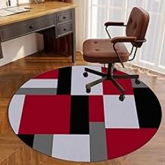 Drum Rug Office Chair Mat for Carpet and Hardwood Floors Round Gaming Chair Floor Mat, Multi-Purpose Carpet Protector, Low Pile Anti-Slip Mat for Home Office-B||90CM