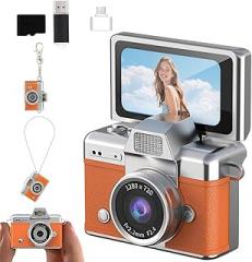 Mini Digital Camera with 1.47 in LCD Screen,Keychina Camera with 1080P HD Video Recorder,Vintage Cameras Ultra-Compact with 32GB Card Ideal for Travel&Daily Use (E)