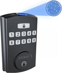 BRINKS Security Door Locks, High-Security Keyless Entry, Smart Electronic Door Lock with Deadbolt, Up to 50 Codes, Automatic Locking (Deadbolt, Matte Black)