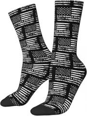 MULIHU Electronics Engineer American Flag Socks For Men Women Gift Sport Crew Socks Funny Wicking Socks