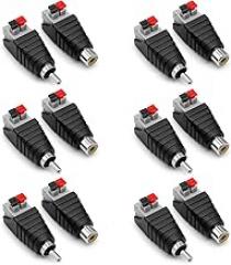 12pcs RCA Male Female Speaker Wire Cable Solderless Metal Nickel Plating RCA Speaker Wire Adapter to Audio Male Female Connector Adapter Plug Jack, Black