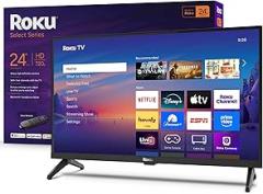 Roku Smart TV 2025 – 24-Inch Select Series, 720p HD TV – Roku TV with Voice Remote – Flat Screen LED Television with Wi-Fi for Streaming Live Local News, Sports, Family Entertainment
